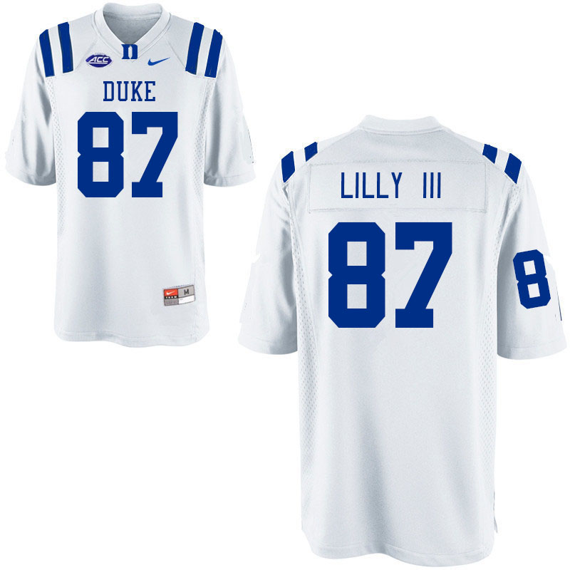 Men #87 Beau Lilly III Duke Blue Devils College Football Jerseys Stitched Sale-White